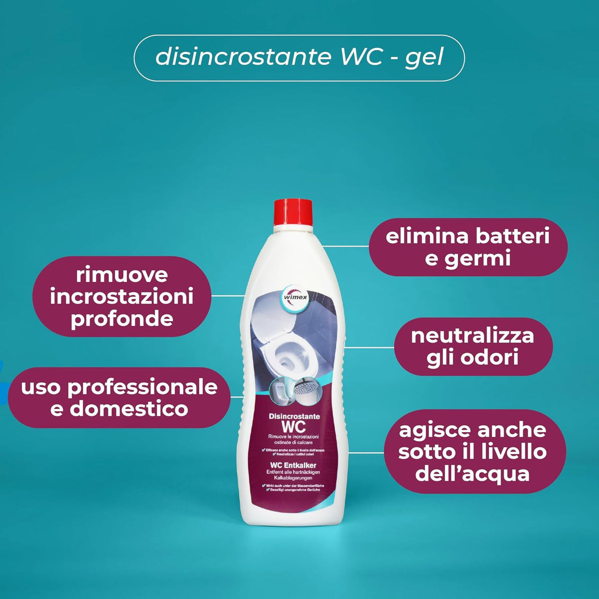Kit Manutenzione e Pulizia Profonda del Bagno. Cali-mex Schiuma 1 kg + Disincrostante WC