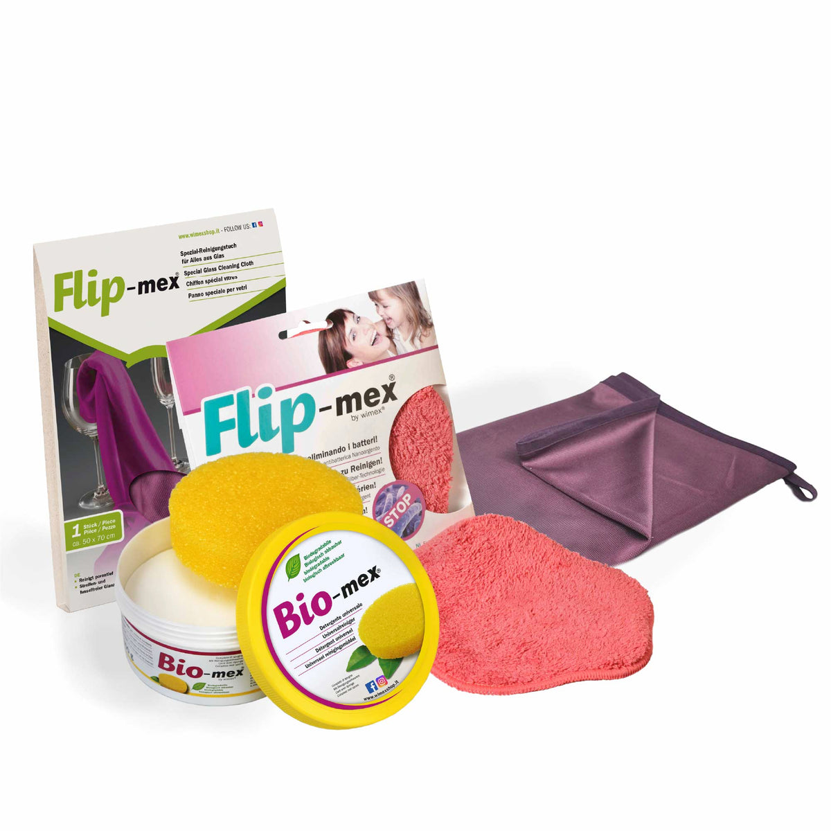 Kit "All Star" Bio-mex 300gr - Panno Spugna 16x16cm - Panno Vetri