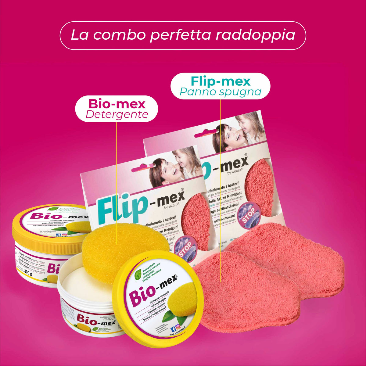 Bio-mex + Panno Spugna Antibatterico — Kit Doppio Risparmio