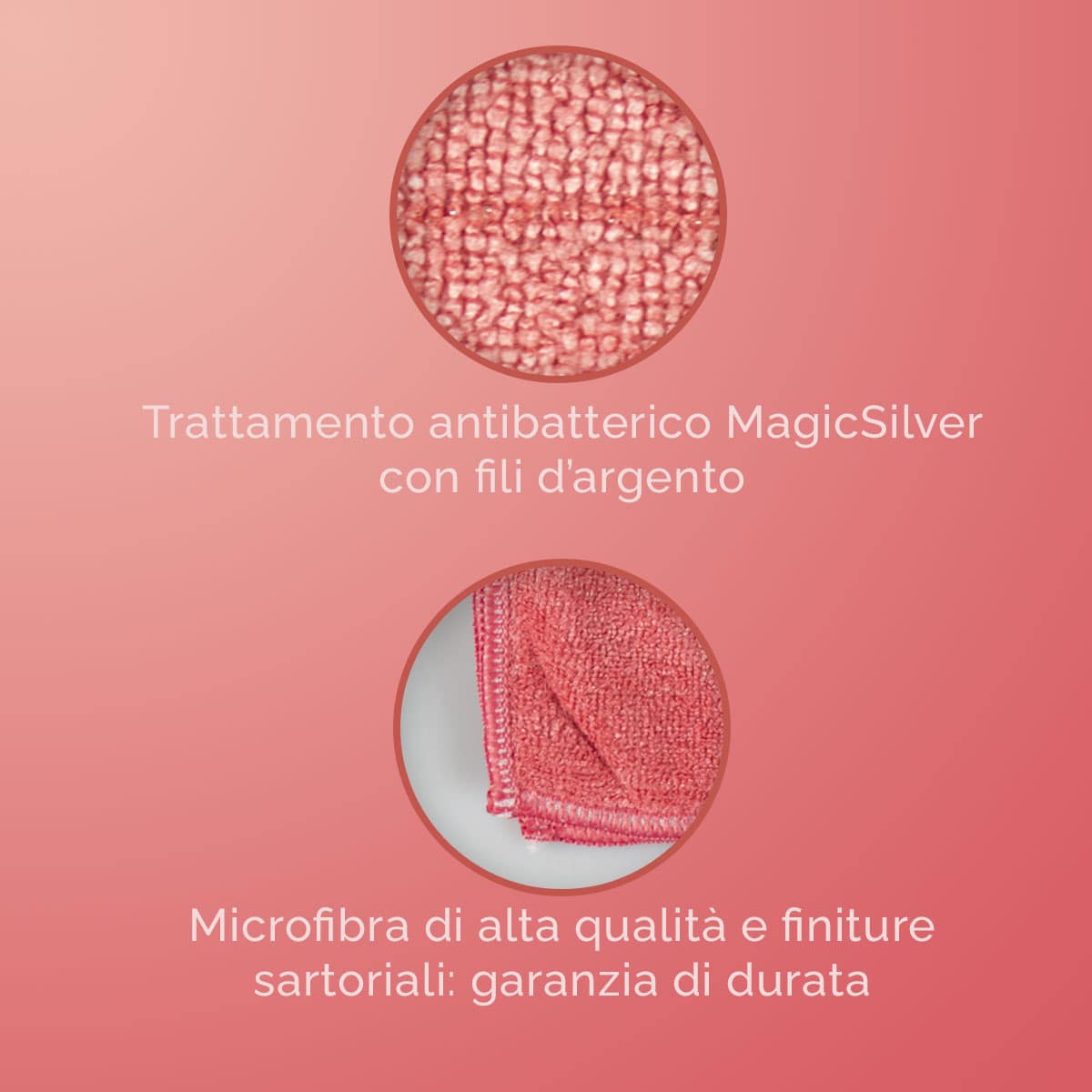 2 Panni in Microfibra Antibatterica Magic Silver 40x40 cm