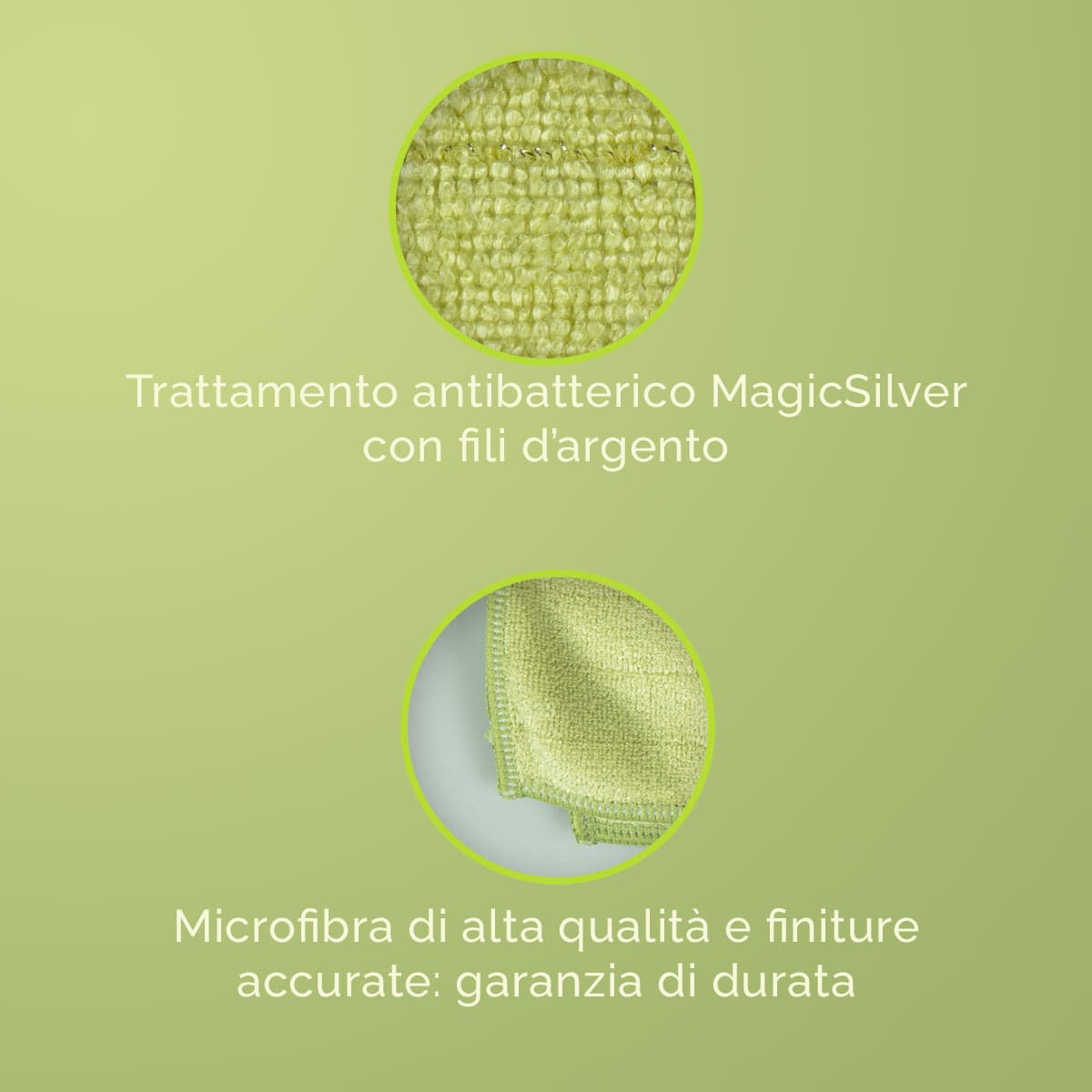 2 Panni in Microfibra Antibatterica Magic Silver 40x40 cm