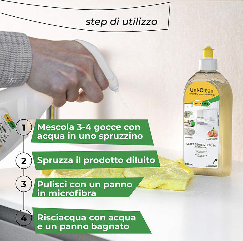 Uni-Clean detergente universale concentrato 500 ml - Con spruzzino