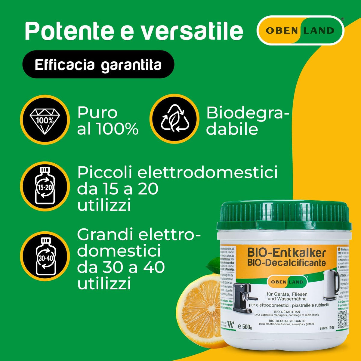 Detergente multiuso Uni-clean + acido citrico — pulizia e anticalcare su ogni superficie