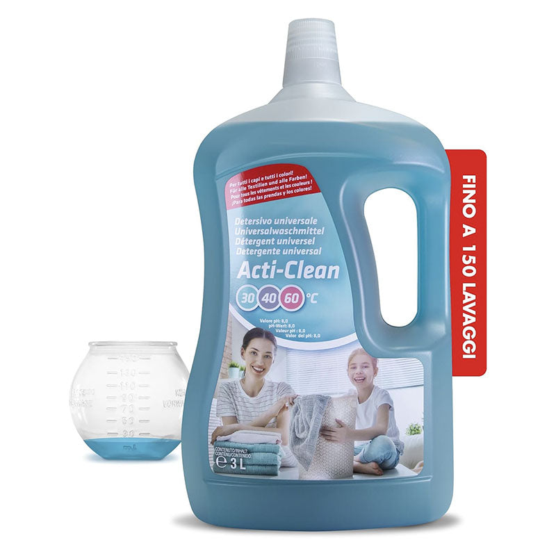 Acti-clean detersivo per bucato. Superconcentrato, con pallina dosatrice. 3 litri