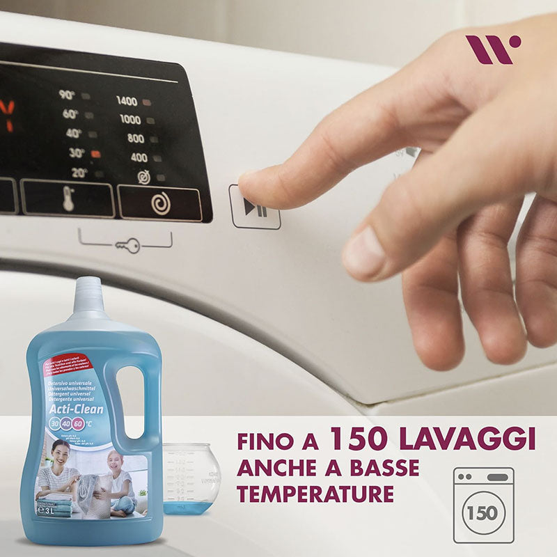 Acti-clean detersivo per bucato. Superconcentrato, con pallina dosatrice. 3 litri