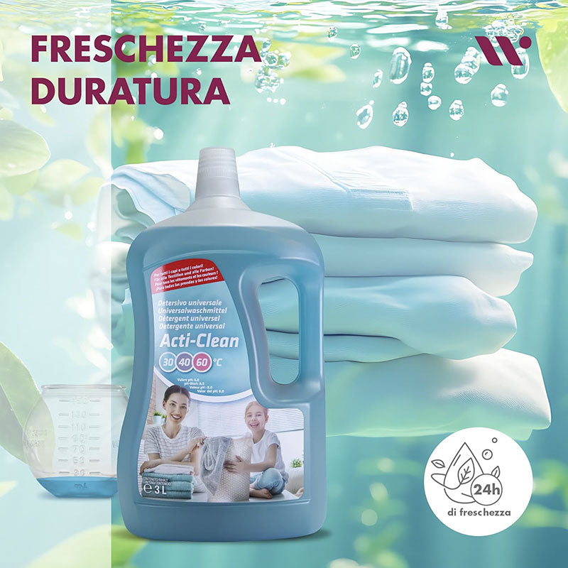Acti-clean detersivo per bucato. Superconcentrato, con pallina dosatrice. 3 litri