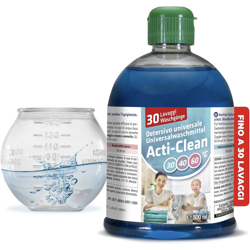 Acti-clean detersivo per bucato 500 ml. Con pallina dosatice - Superconcentrato (fino a 30 lavaggi)