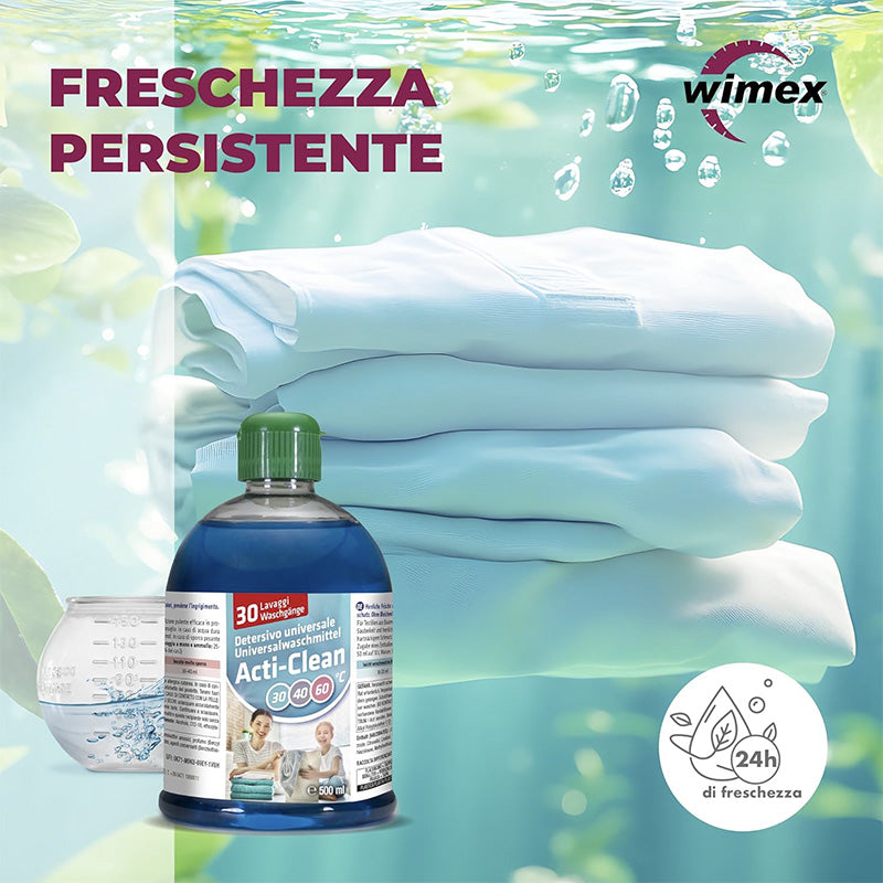 Acti-clean detersivo per bucato 500 ml. Con pallina dosatice - Superconcentrato (fino a 30 lavaggi)