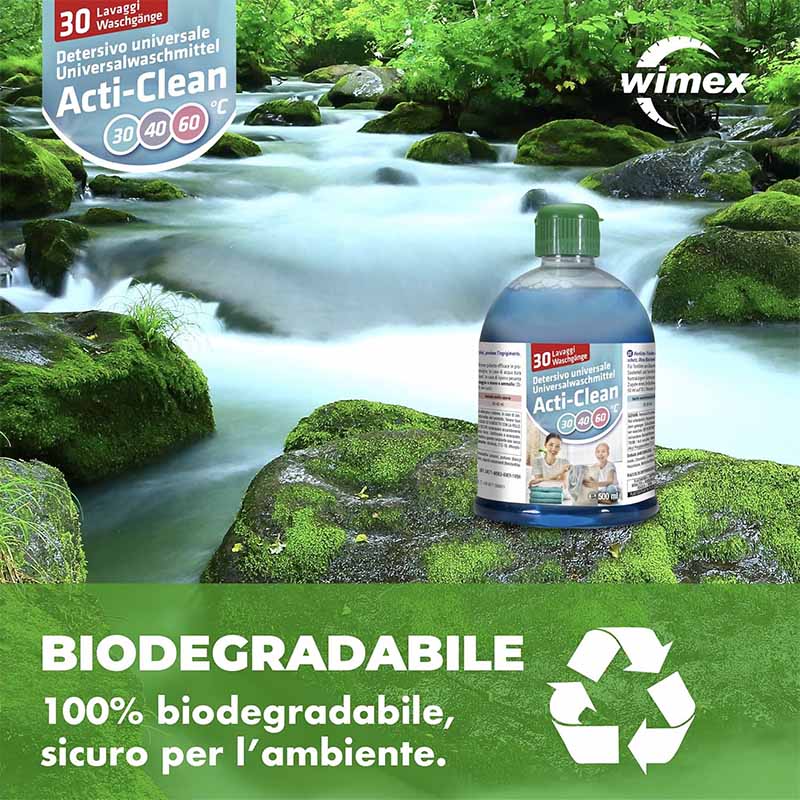 Acti-clean detersivo per bucato 500 ml. Con pallina dosatice - Superconcentrato (fino a 30 lavaggi)